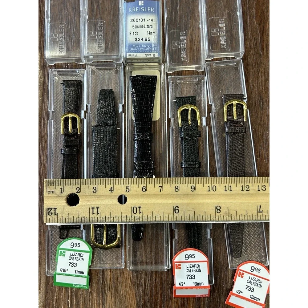 5 Kreisler Watch Straps made of Lizard-Grained Calfskin Leather NOS